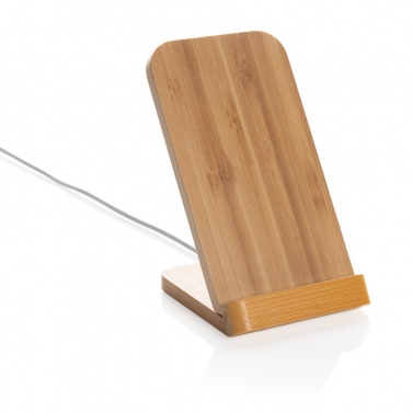 Logotrade promotional item picture of: Bamboo 5W wireless charging stand