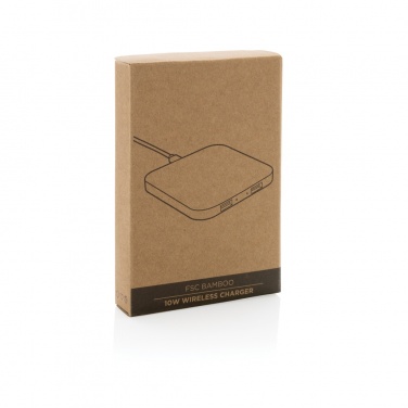 Logotrade promotional gift image of: Bamboo 10W wireless charger with USB