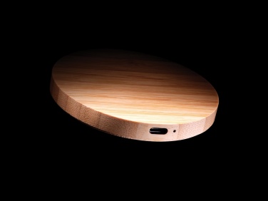 Logo trade corporate gift photo of: Bamboo 15W wireless charger