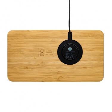 Logo trade promotional gift photo of: Bamboo desk organiser 10W wireless charger