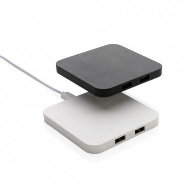 Logotrade promotional product image of: RCS recycled plastic 10W Wireless charger with USB Ports