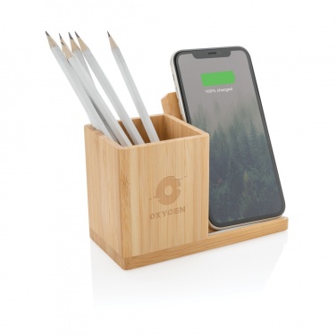 Logo trade promotional gifts picture of: Calgary bamboo 10W wireless charger