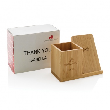 Logo trade advertising products picture of: Calgary bamboo 10W wireless charger
