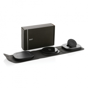 Logo trade advertising product photo of: Swiss Peak RCS rplastic 3-in-1 wireless 15W travel charger