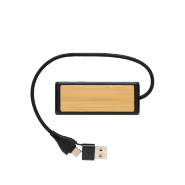 Logotrade promotional giveaway image of: Link RCS recycled plastic and bamboo dual Input USB hub