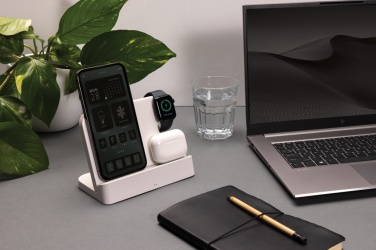 Logotrade advertising product picture of: Joltz RCS recycled plastic dual 15W charger with iWatch slot