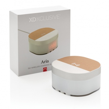 Logo trade promotional item photo of: Aria 5W Wireless Charging Digital Clock