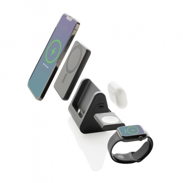 Logo trade promotional gift photo of: Powerbase RCS recycled plastic 3 in 1 charger with powerbank