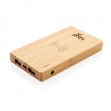 Logotrade promotional item picture of: Bamboo 4.000 mAh wireless 5W Powerbank