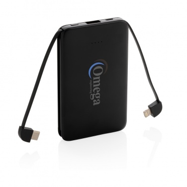 Logo trade corporate gifts picture of: 5.000 mAh Pocket Powerbank with integrated cables