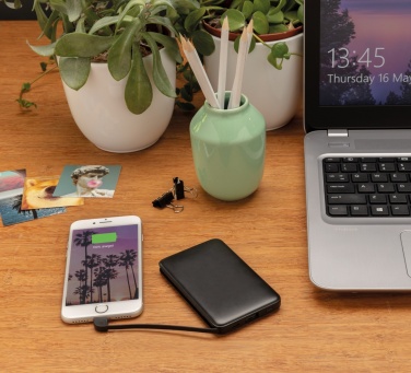 Logo trade promotional products picture of: 5.000 mAh Pocket Powerbank with integrated cables
