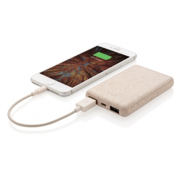 Logo trade business gifts image of: Wheat Straw 5.000 mAh Pocket Powerbank