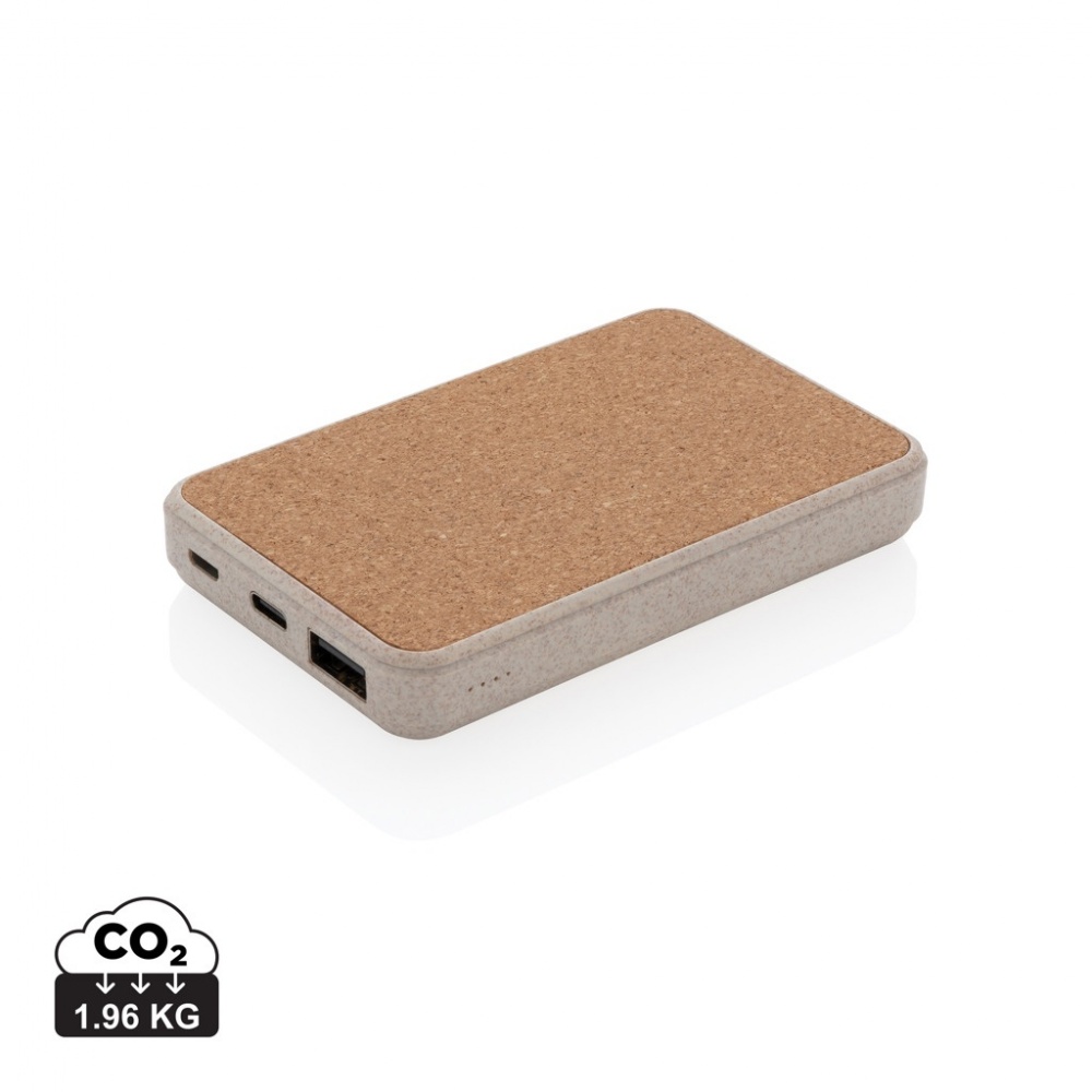 Logotrade promotional gift picture of: Cork and Wheat 5.000 mAh pocket powerbank