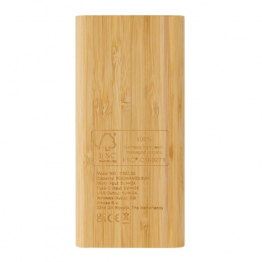 Logotrade promotional item image of: Bamboo 8.000 mAh 5W wireless powerbank