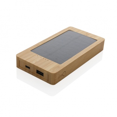 Logo trade promotional giveaways image of: Sunwick 10.000 mAh Bamboo solar powerbank