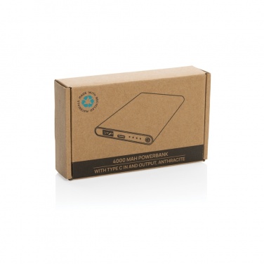 Logo trade promotional items image of: RCS recycled plastic/aluminum 4000 mah powerbank with type C