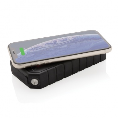 Logo trade business gift photo of: RCS recycled plastic Solar powerbank with 10W Wireless