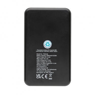 Logo trade promotional items picture of: RCS recycled plastic 5.000 mAh 5W wireless powerbank