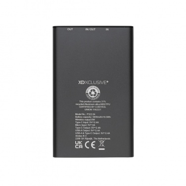 Logotrade promotional items photo of: Terra RCS recycled aluminium 5000 mAh powerbank 5W wireless