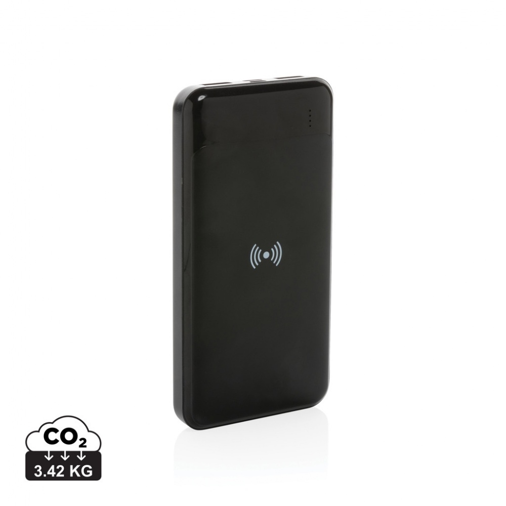 Logo trade corporate gifts image of: RCS standard recycled plastic wireless powerbank