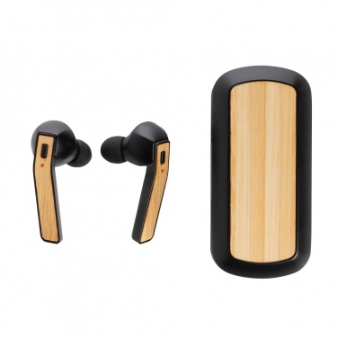 Logo trade promotional merchandise photo of: Bamboo Free Flow TWS earbuds in case