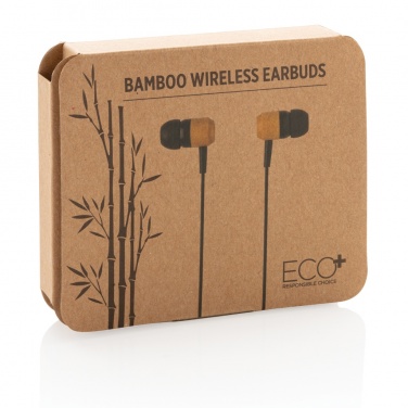 Logo trade promotional gift photo of: Bamboo wireless earbuds