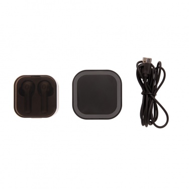 Logo trade promotional gifts image of: TWS earbuds in wireless charging case