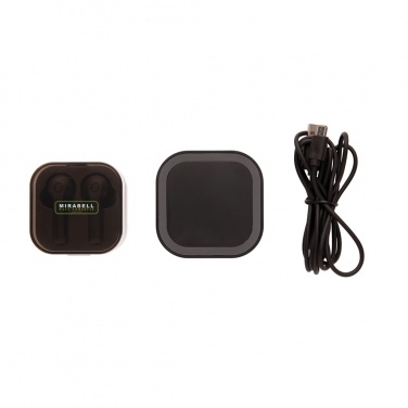 Logo trade promotional gifts image of: TWS earbuds in wireless charging case