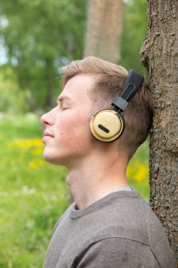 Logo trade promotional giveaways picture of: Bamboo wireless headphone