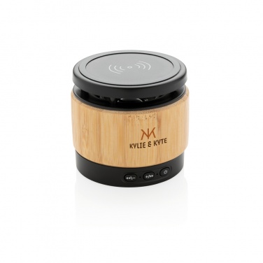 Logo trade promotional item photo of: Bamboo wireless charger speaker