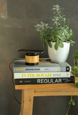 Logotrade promotional product image of: Bamboo wireless charger speaker