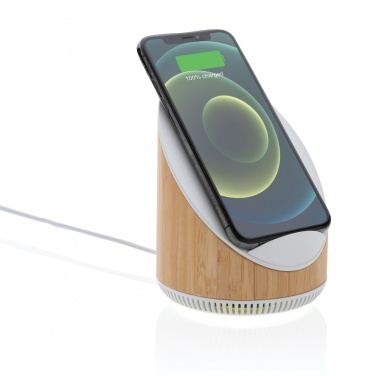 Logotrade promotional item image of: Ovate bamboo 5W speaker with 15W wireless charger