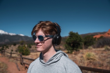 Logo trade promotional giveaways image of: RCS recycled plastic Elite Foldable wireless headphone