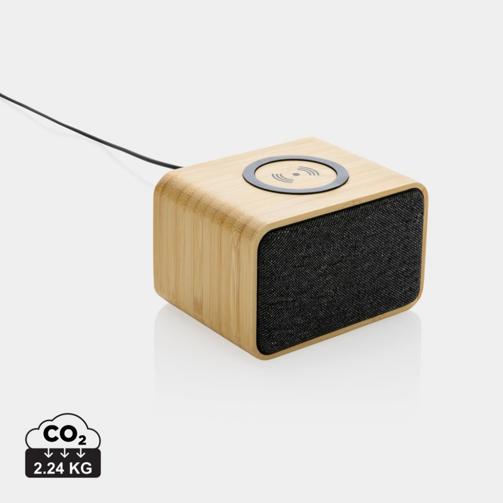 Logotrade promotional gift image of: RCS Rplastic 3W speaker with bamboo 5W wireless