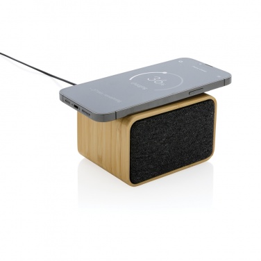 Logo trade promotional giveaways picture of: RCS Rplastic 3W speaker with bamboo 5W wireless