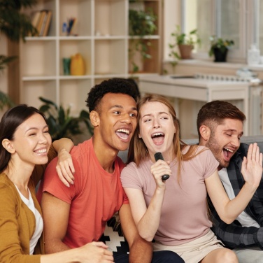 Logotrade promotional gifts photo of: Singvibe RCS recycled plastic karaoke set with double mic