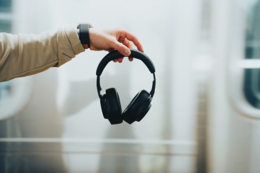 Logo trade promotional giveaway photo of: Irvine RCS recycled and repairable ANC wireless headphone