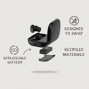 Logo trade promotional merchandise image of: Lakewood RCS recycled and repairable wireless earbuds