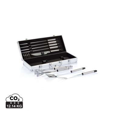 Logo trade promotional gifts image of: 12 pcs barbecue set in aluminium box