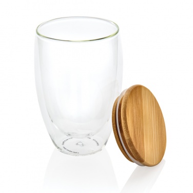 Logotrade promotional giveaway image of: Double wall borosilicate glass with bamboo lid 350ml