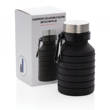 Logo trade promotional gift photo of: Leakproof collapsible silicone bottle with lid