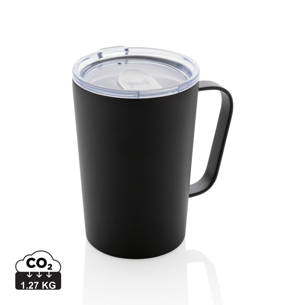 Logo trade promotional merchandise image of: RCS Recycled stainless steel modern vacuum mug with lid
