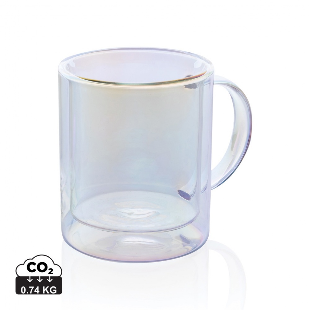 Logo trade promotional product photo of: Deluxe double wall electroplated glass mug
