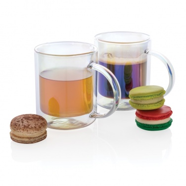 Logo trade promotional products image of: Deluxe double wall electroplated glass mug