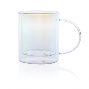Logo trade promotional giveaways image of: Deluxe double wall electroplated glass mug
