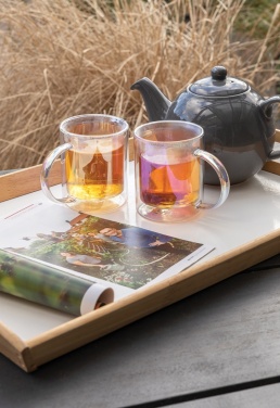 Logo trade corporate gift photo of: Deluxe double wall electroplated glass mug