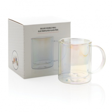 Logo trade advertising products picture of: Deluxe double wall electroplated glass mug