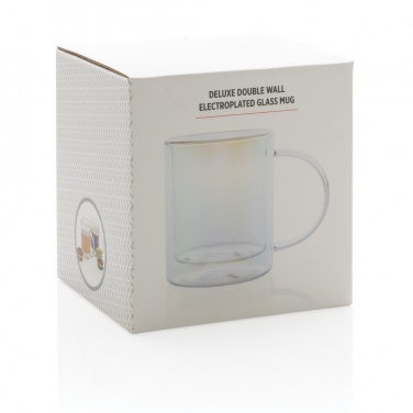 Logo trade business gift photo of: Deluxe double wall electroplated glass mug