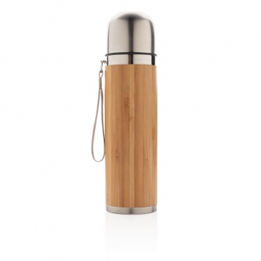 Logo trade business gifts image of: Bamboo vacuum travel flask