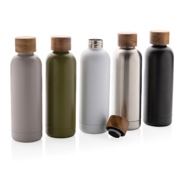 Logo trade promotional items picture of: Wood RCS certified recycled stainless steel vacuum bottle